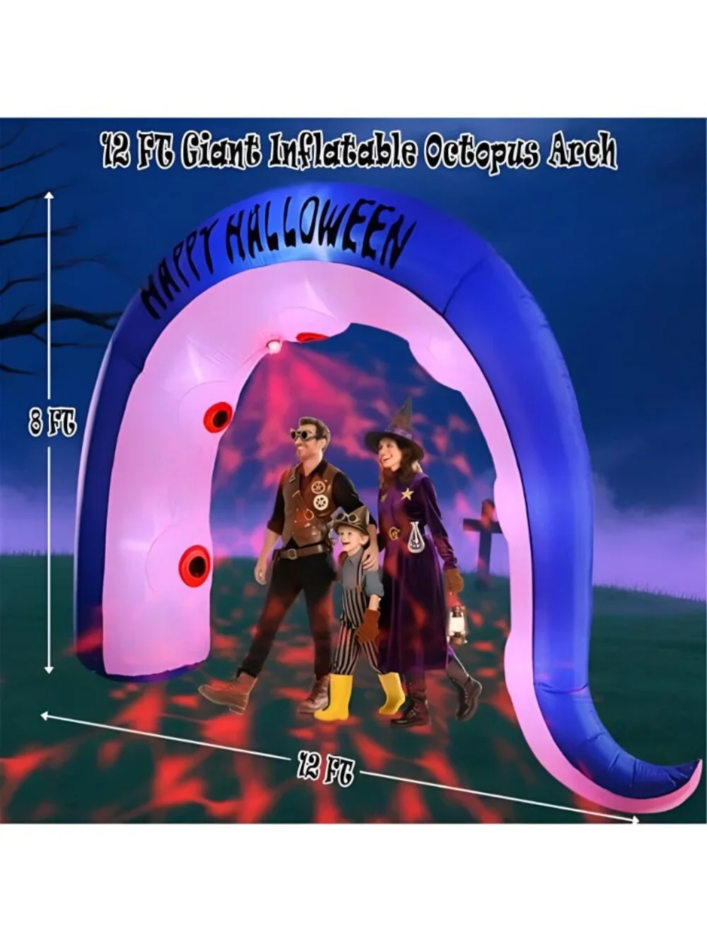 Giant 12FT Long Halloween Inflatables Octopus Arch Outdoor Decorations Blow up